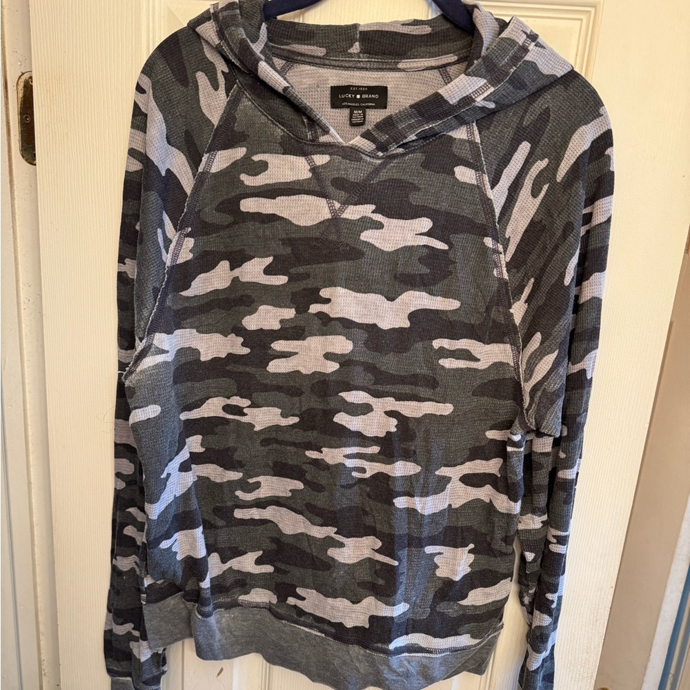 Lucky Brand Lightweight Gray Camo Hoodie